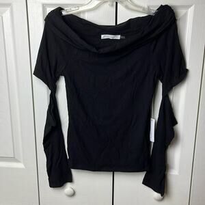 Six Fifty Off Shoulder Top Black Large Cold Elbow long sleeve